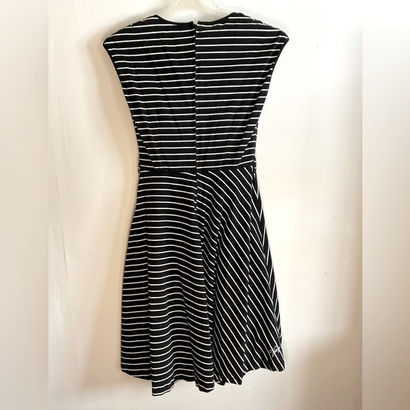 Vexy Dress Vintage Black & White Stripes Retro Pin-up Style Midi Size Medium M - Picture 3 of 11